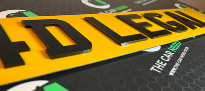 4D Black Laser Cut 3mm thick letters !!Fully Road and MOT Legal!!